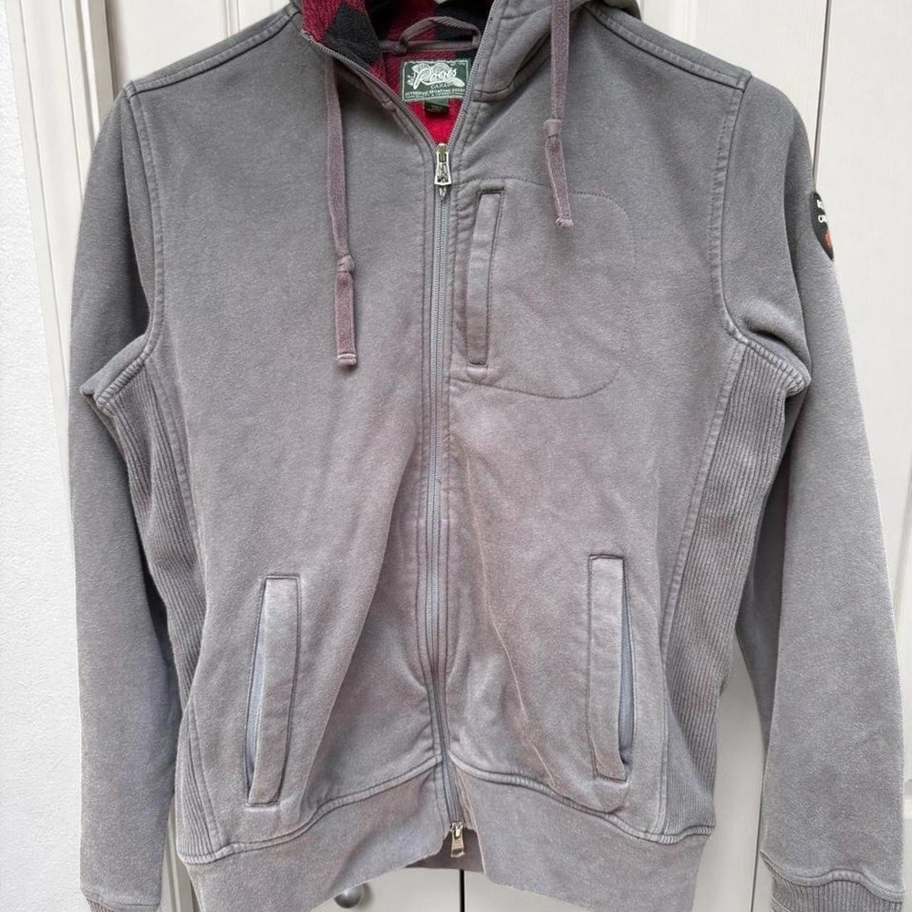 Roots Canada Full Zip Hoodie Men's Large Gray Buffalo Plaid lined‎ Hood